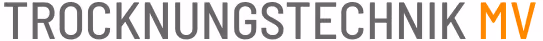 Logo mit dem Schriftzug TROCKNUNGSTECHNIK MV in Grau und Orange.